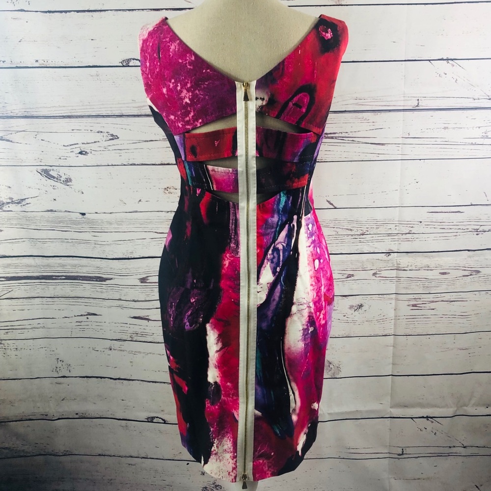 ESCADA Delphi Fantasy Watercolor Zipper Dress, 8